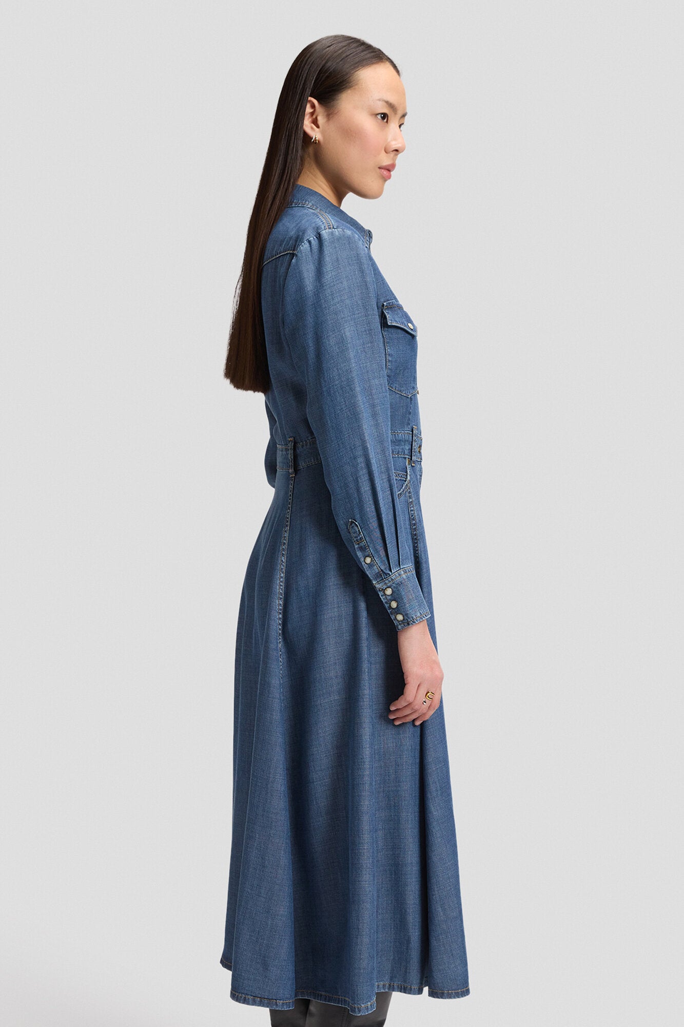 Western Mid Calf kjole - Classic Blue
